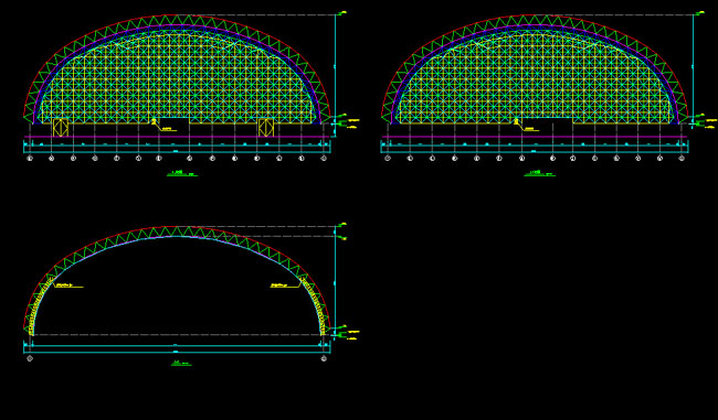 石首跨度110米，拱高35_7米煤棚网架